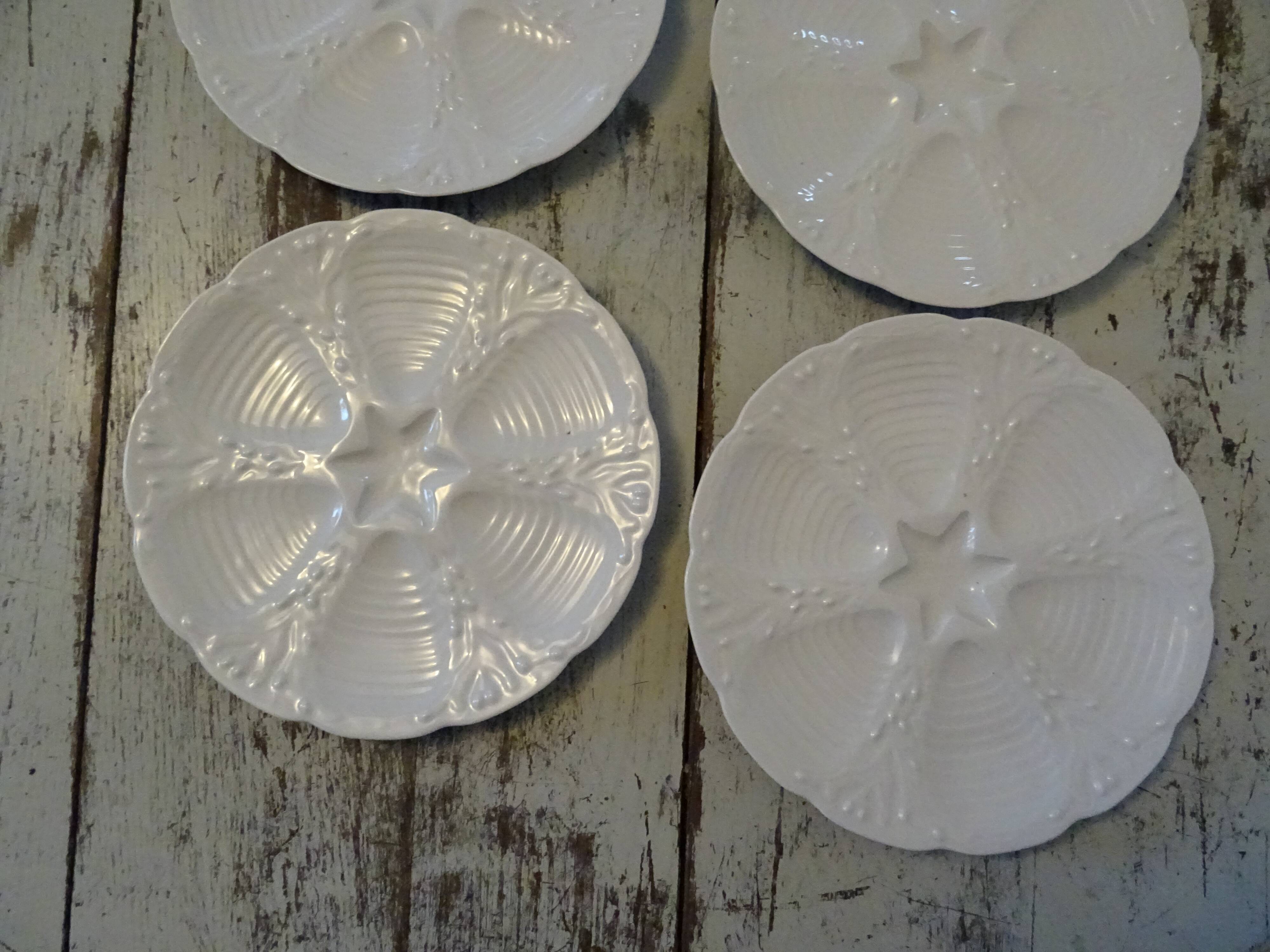 6 oyster plates 30123 porcelain white cnp france