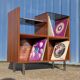 Meuble rangement Hi-Fi vinyles moderniste vintage 1960