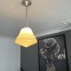 Chandelier art deco, opaline and chrome metal, France 1930