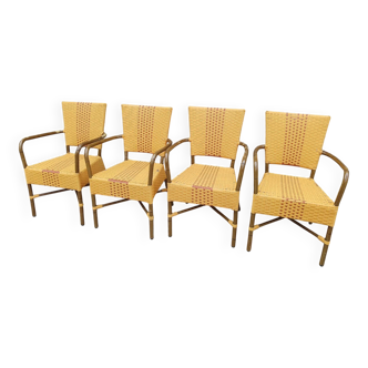 4 fauteuils de bistrot vintage en rotin