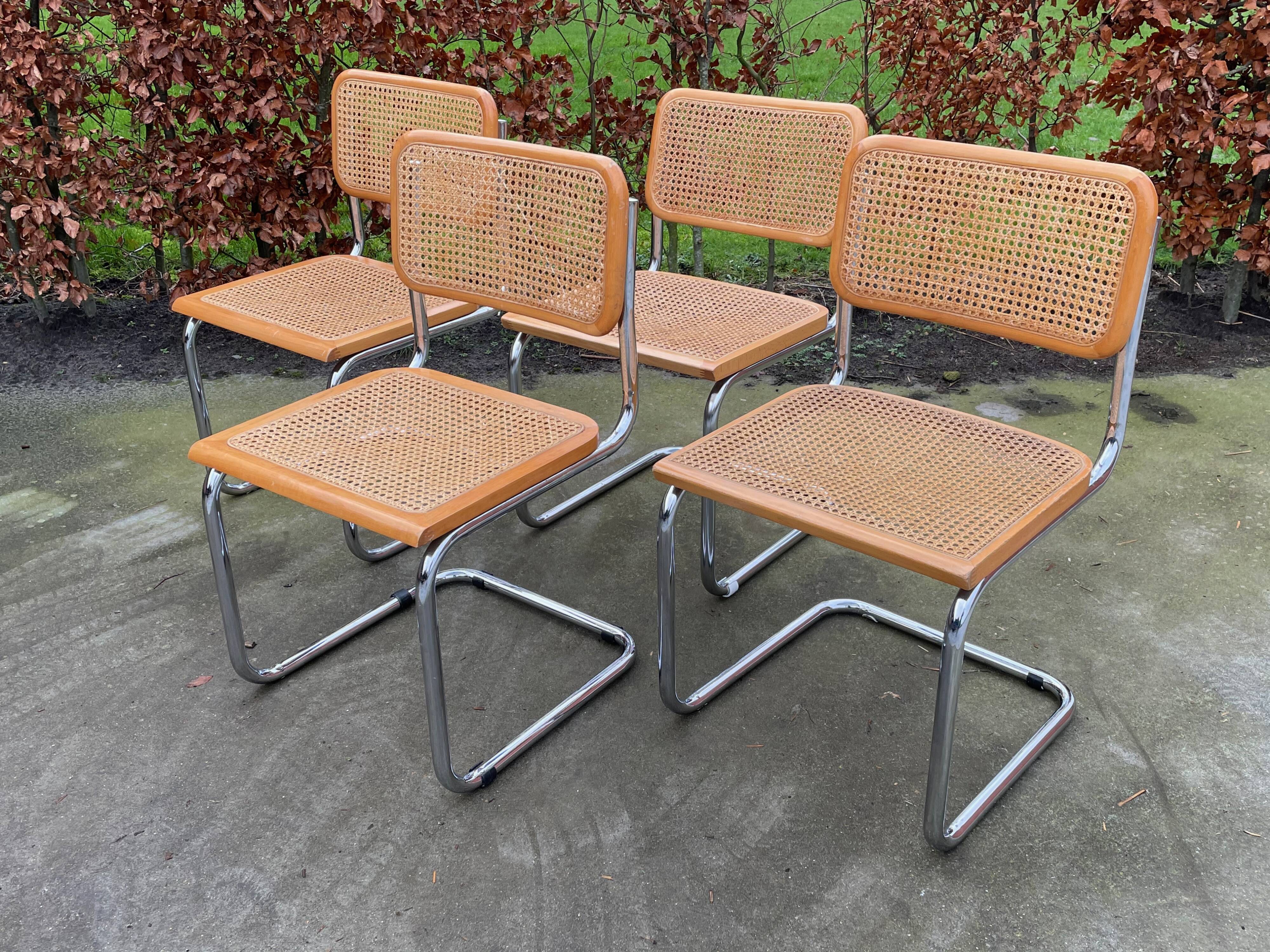 Lot of 4 Chairs Model Cesca designed by Marcel Breuer
