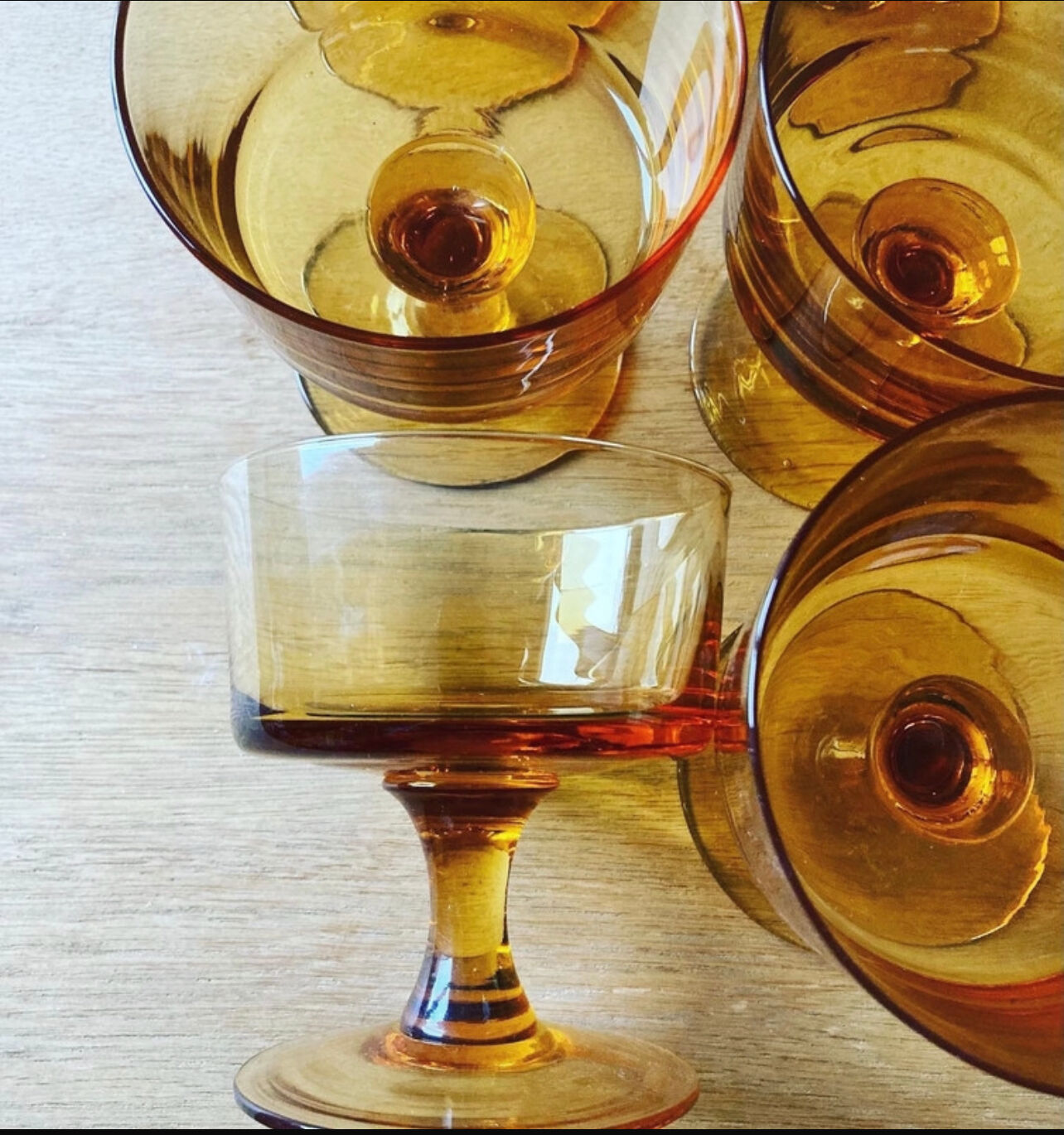 Set of 8 vintage orange glass ice cream cups.