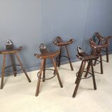 Mid century brutalist bar stools - set of 6, 1960s