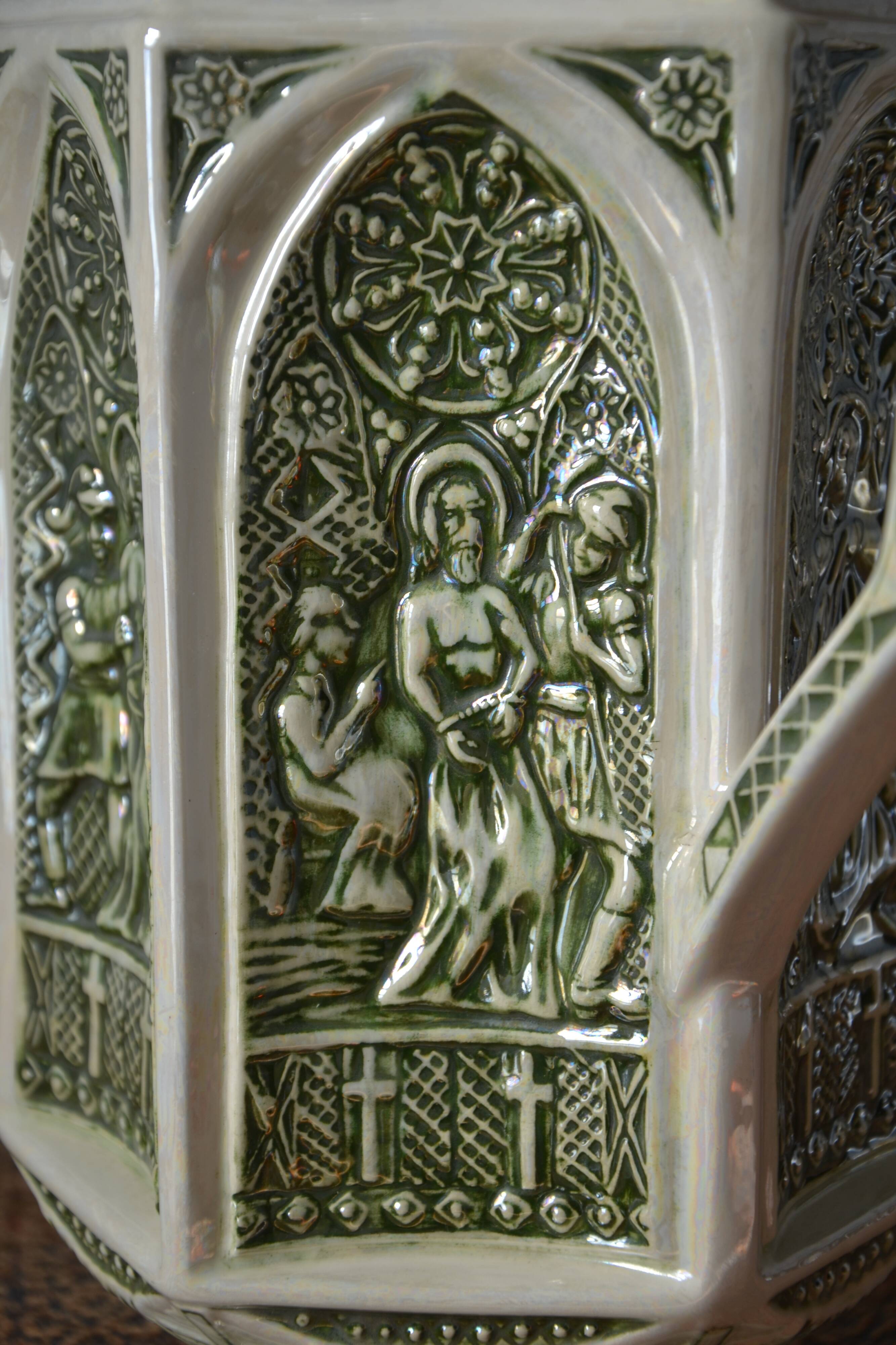 Decorative pitcher/sculpture in ceramic signed JMS