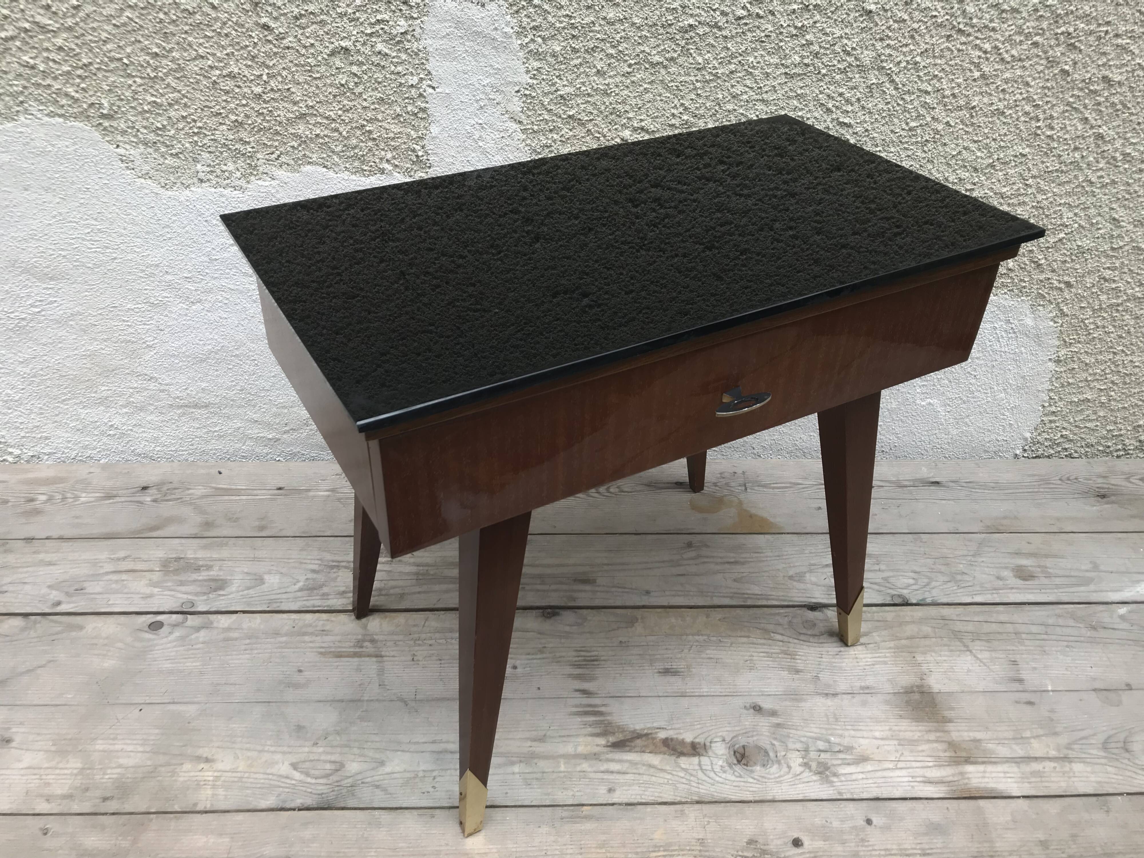 Tables de chevet scandinaves pieds compas années 70