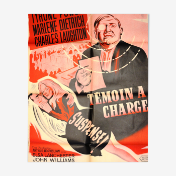 Affiche originale cinéma "Témoin à charge" 1957 Marlène Dietrich