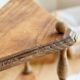 Vintage wooden corner wall shelf with 3 levels – Turned wooden supports