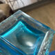 Vintage textured blue glass vase. 1970s.