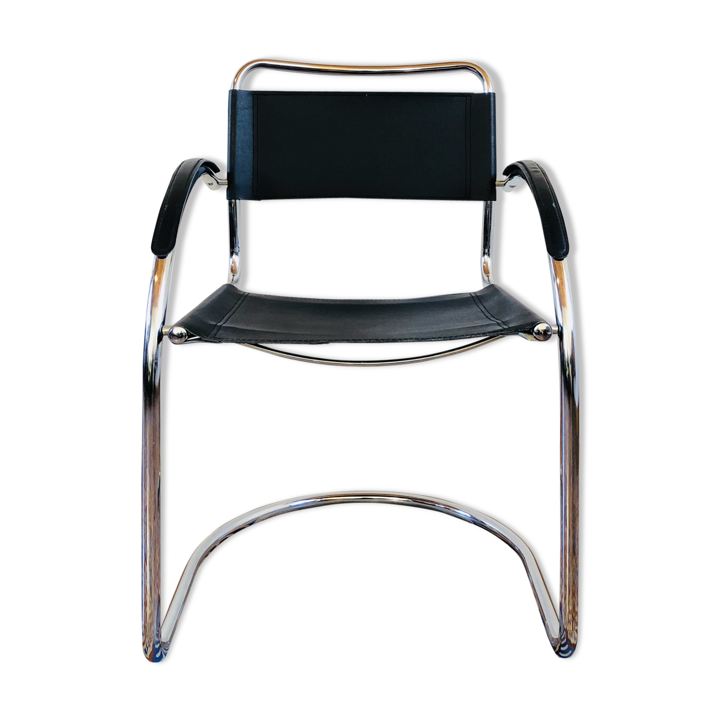 Italian leather and chrome chair