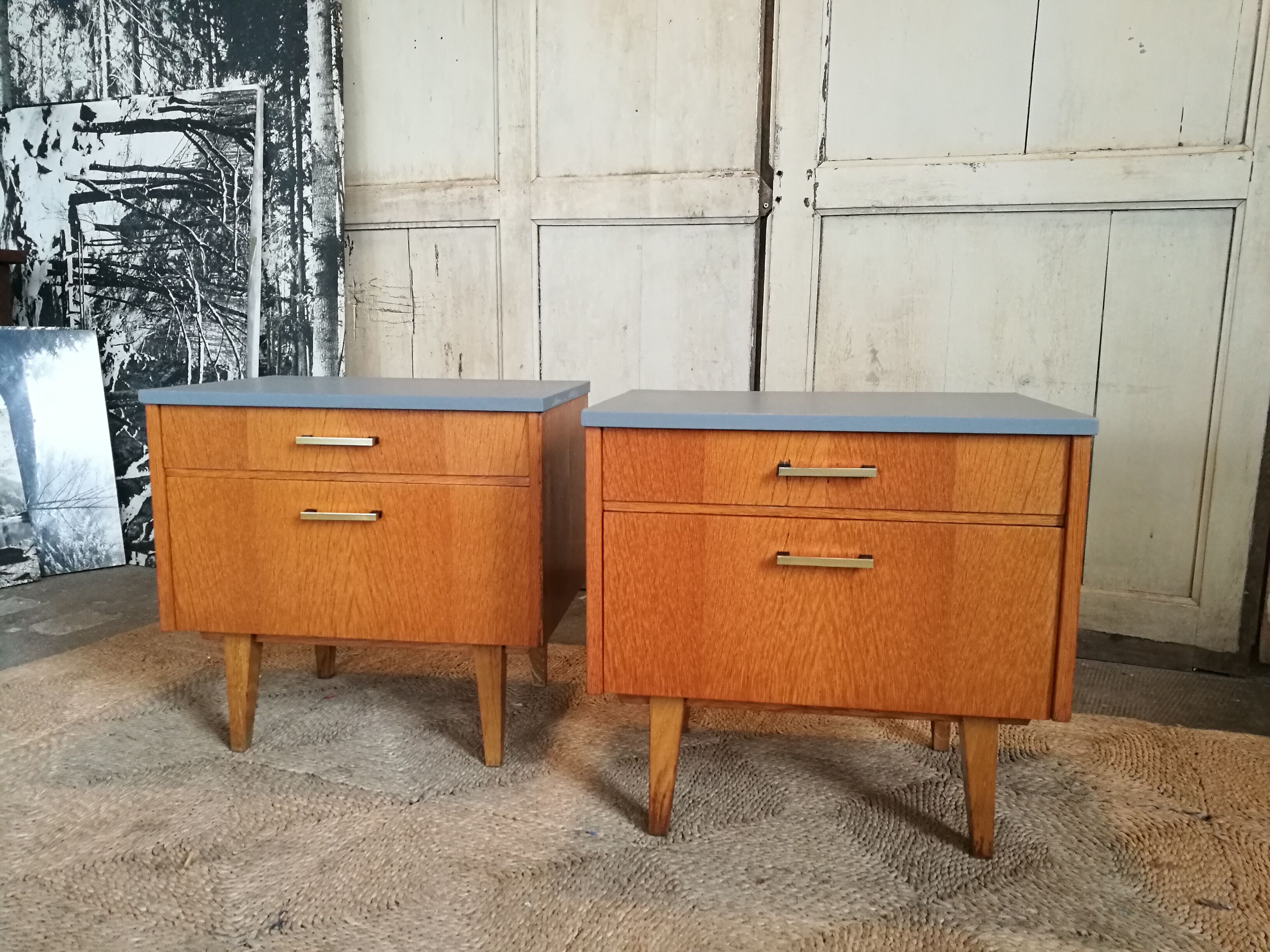 Pair of vintage bedsides