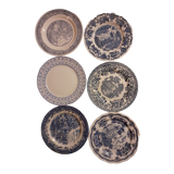 Suite of 6 retro blue plates