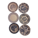 Suite de 6 assiettes bleues retro