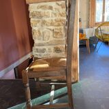 Antique oak straw chairs with high backs