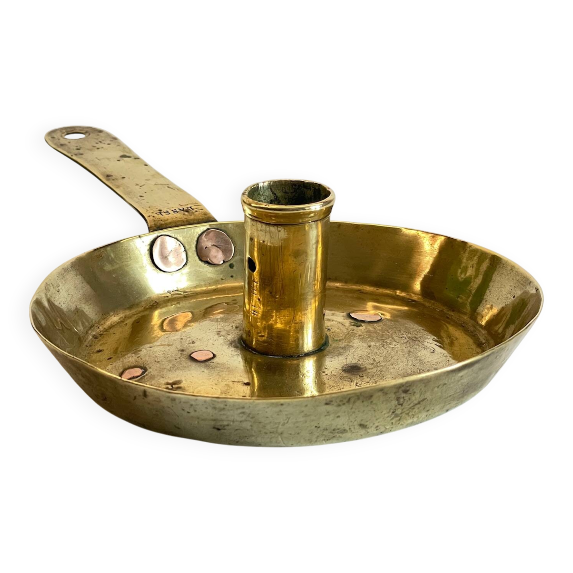 LOW HAND BRASS CANDLESTICK ANTIQUE