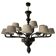 Contemporary Venetian Black Murano Glass Chandelier With Grey Shades