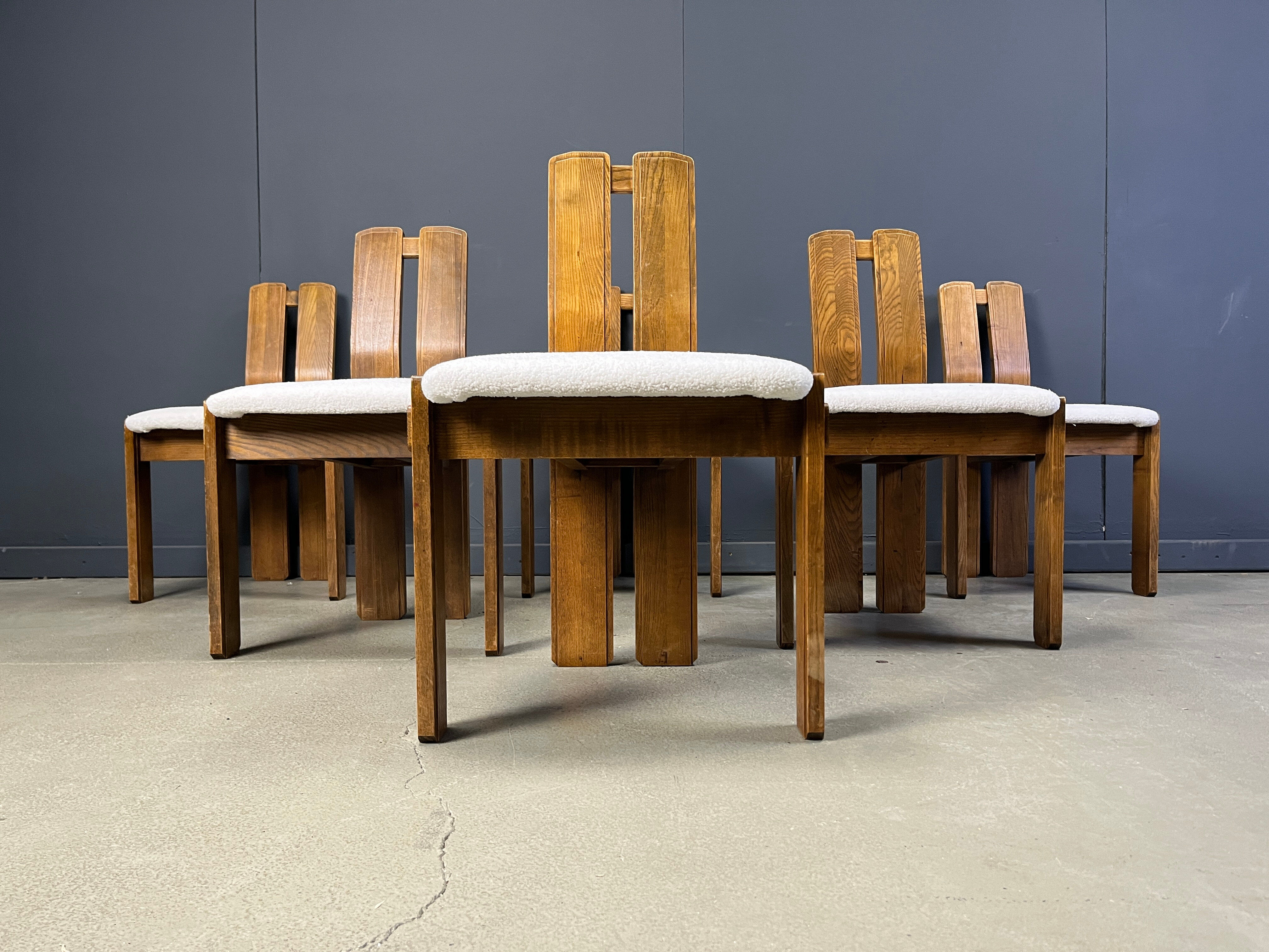 Set of 6 brutalist dining chairs, 1960s