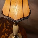 paire de lampe onix  vert et laiton 1970 ,  elec ok 35x14