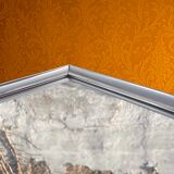 Vintage rectangular mirror Deknudt – polished aluminium frame – Belgium 1970s