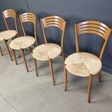 Chaises de salle à manger vintage de bistrot italien et corde de papier, années 1980