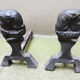 Old Cast Iron Chenets Profile of Man with Collerette