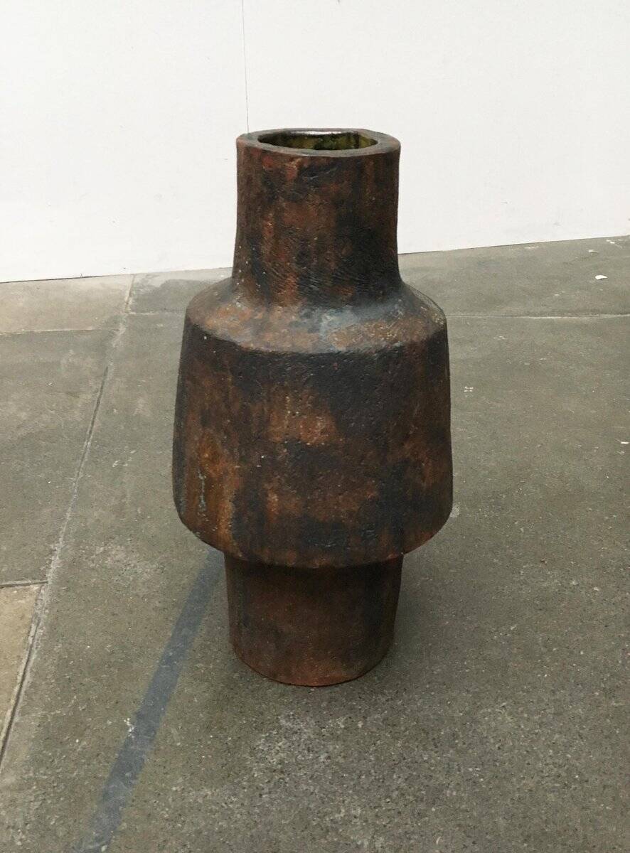 Brutalist ceramic vase in German mid-century style by Gerhard Liebenthron, 1969.