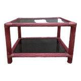 Maugrion bamboo and smoked glass coffee table, for Roche Bobois, 1980s