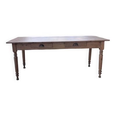 Table de ferme bistrot merisier pieds tournés  180cm