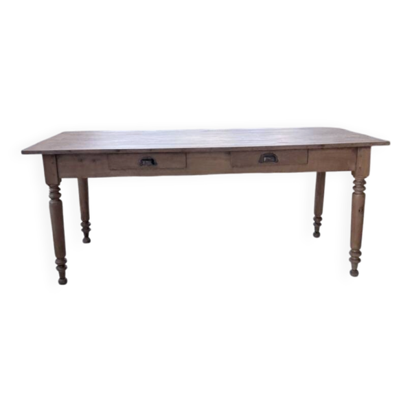Table de ferme bistrot merisier pieds tournés  180cm