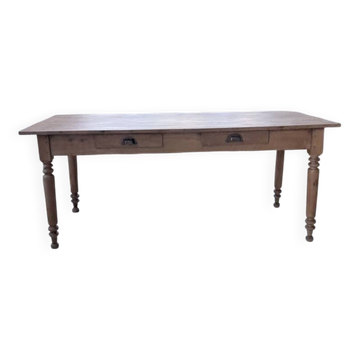 Table de ferme bistrot merisier pieds tournés  180cm