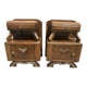 Pair of bedside tables, 1930s, 1940s, solid wood and marble