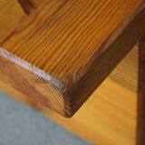 Square coffee table in solid pine in Swedish modern style by Sven Larsson, brutalism, 1970s.