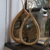 Vintage rattan teardrop mirror