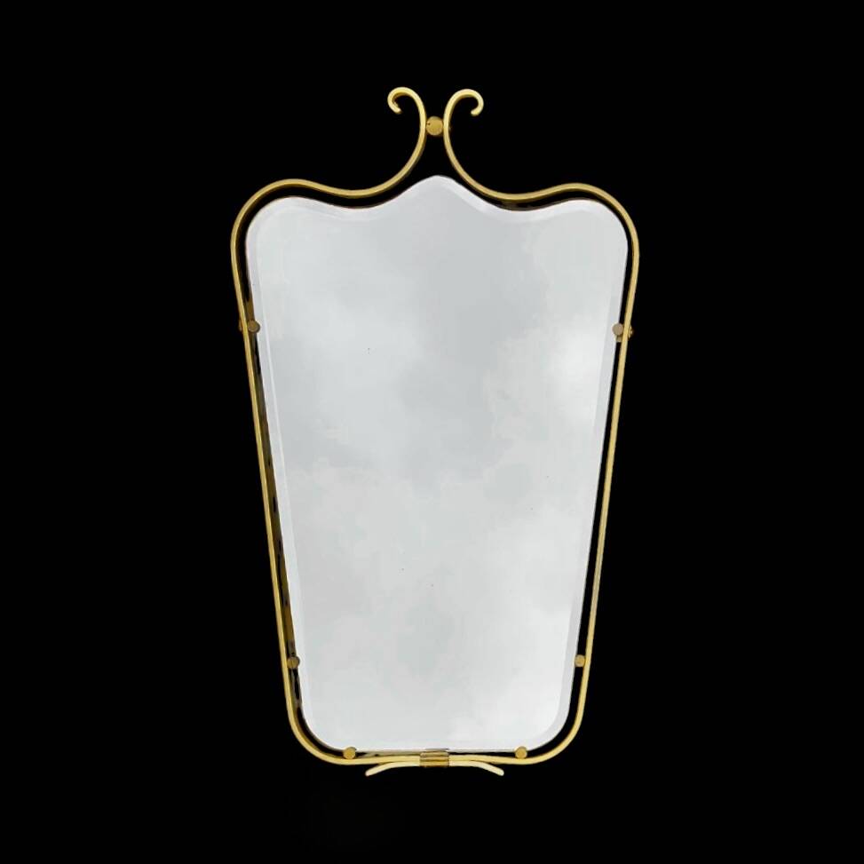 Gold Aluminum Beveled Wall Mirror - Modernism - 1950s