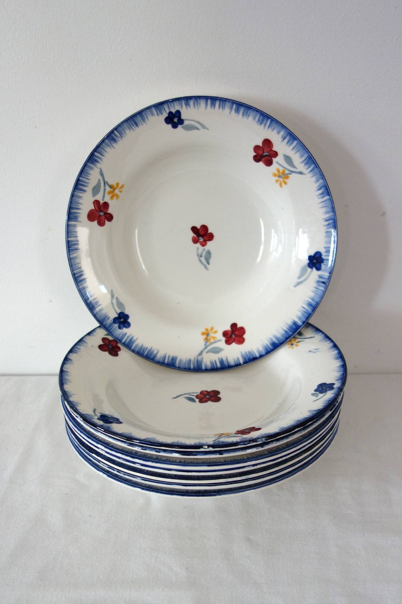8 vintage soup plates, Mary-Lou model, Digoin Sarreguemines