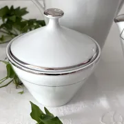 Coffee pot, milk jug and sugar bowl white porcelain