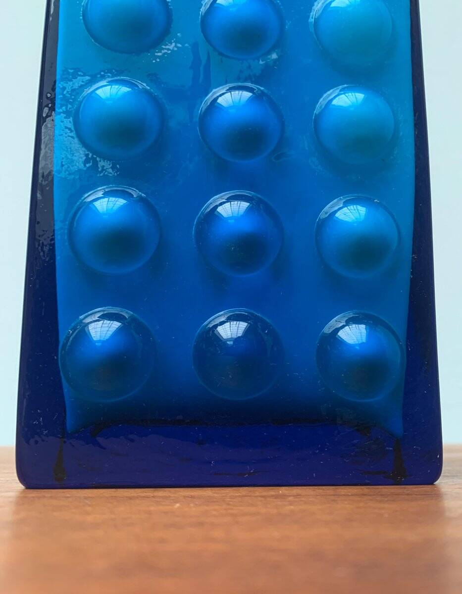 Mid-century German block glass bubble vase by Karl Friedrich Glass.