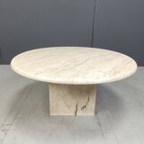 Round travertine coffee table, 1970s