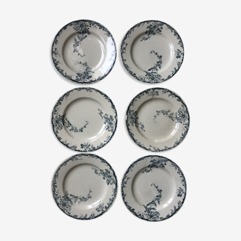 Set of 6 plates in faience Luneville model Passiflore