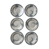 Set of 6 plates in faience Luneville model Passiflore