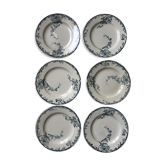 Set of 6 plates in faience Luneville model Passiflore