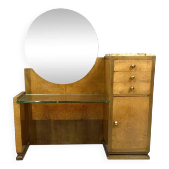 Commode à miroir psyché Art déco en loupe d'amboine, vers 1920