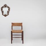 Baroque mirror with hand carved oak ornated frame, France 1950s