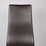 Set of 4 office chairs, leather and aluminum, Oxford/Arne Jacobsen model.