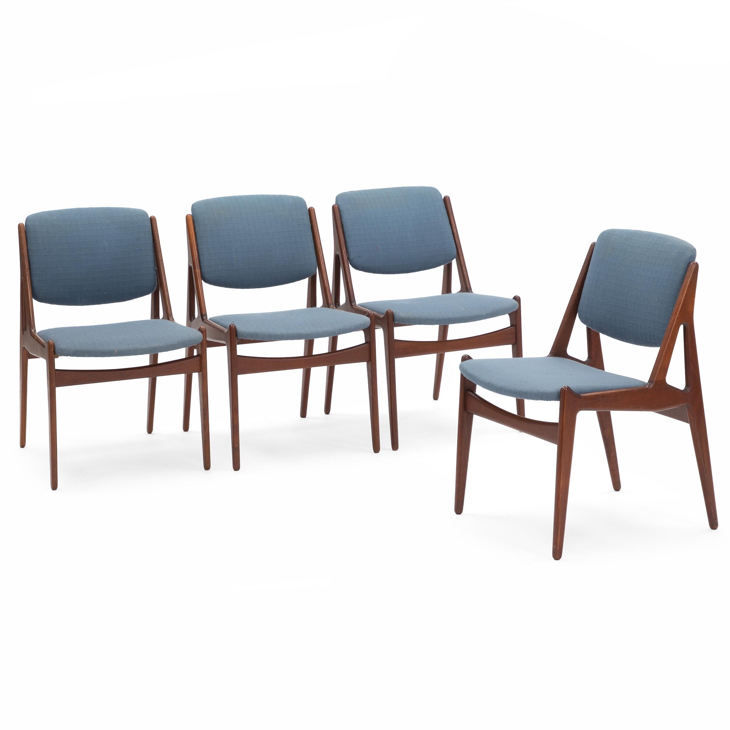 4 Danish Dining Chairs by Arne Vodder Model Ella 1960s