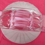 Compotier / fruit bowl in frosted molded pressed glass from the 1940s