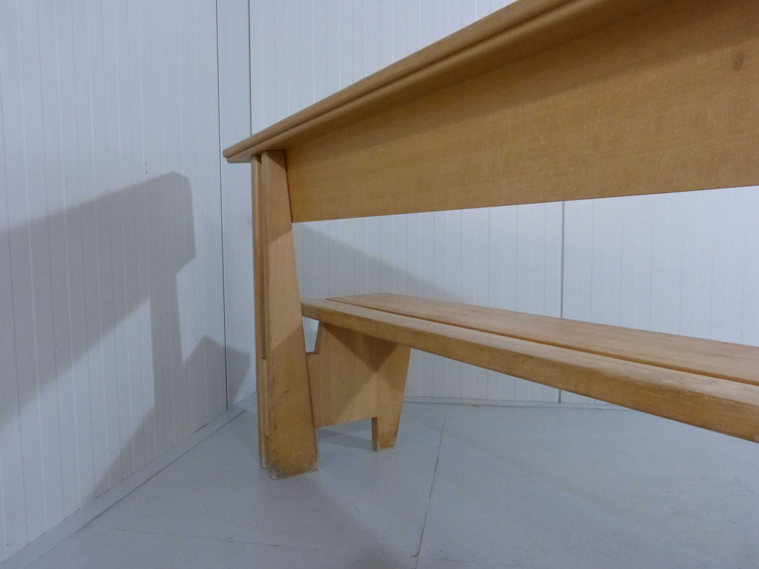 Modernist solid beech wooden pew 1960’s