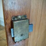 Armoire chêne et rotin tressé 60's
