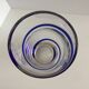 Grand vase en verre cristal épais design moderniste liseré cobalt