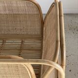 U-shaped armrest rattan armchair, grid canning