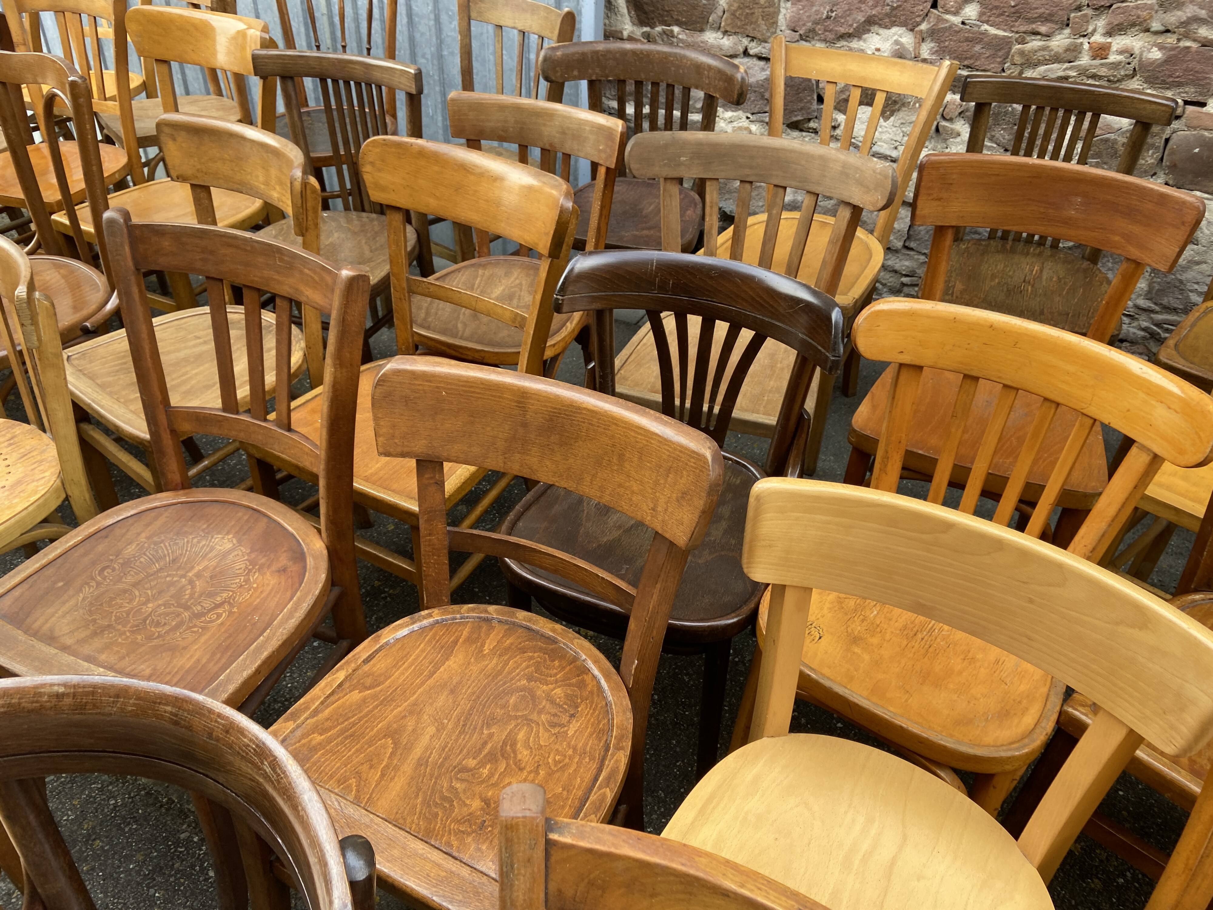 50 mismatched bistro chairs French Restaurant THonet mismatch wood bistro bentwood chairs baumann